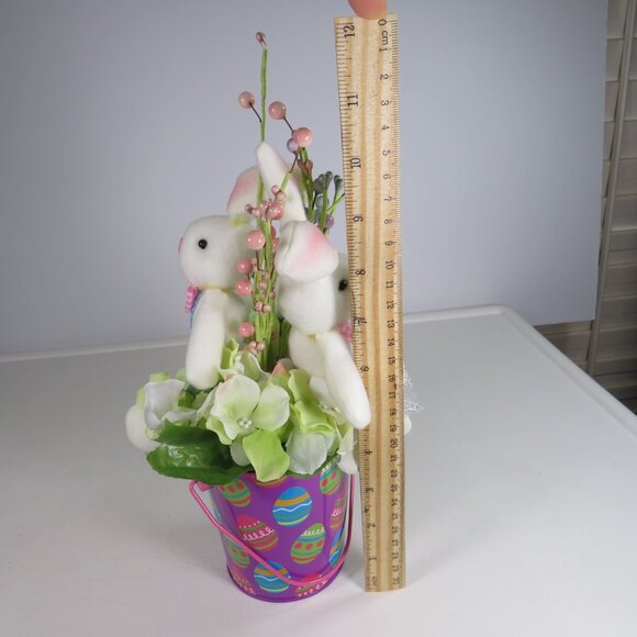 Easter Bunny Rabbit Floral Arrangement DOUBLE SIDED spring CENTERPIECE - Picture 2 of 7